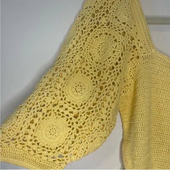 NWT Spell Crochet Doily Puff Sleeve Grannycore Cottagecore Mini Dress Small - Picture 8 of 13